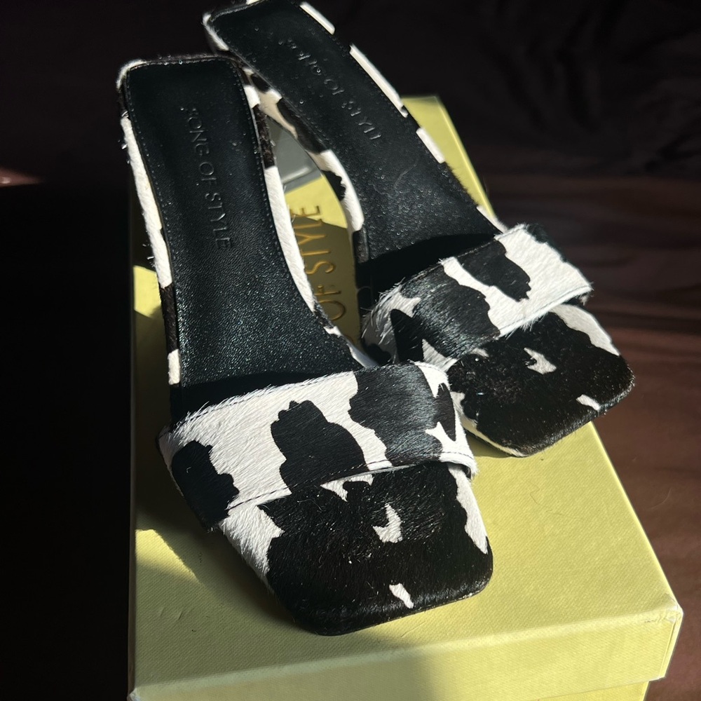 Black and White Cow Print Heels